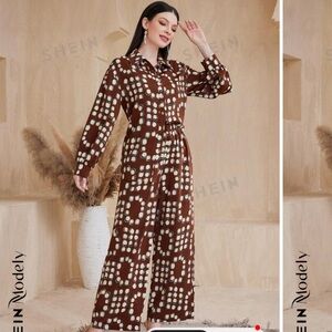 SHEIN geometric blouse + pant set- NWT!